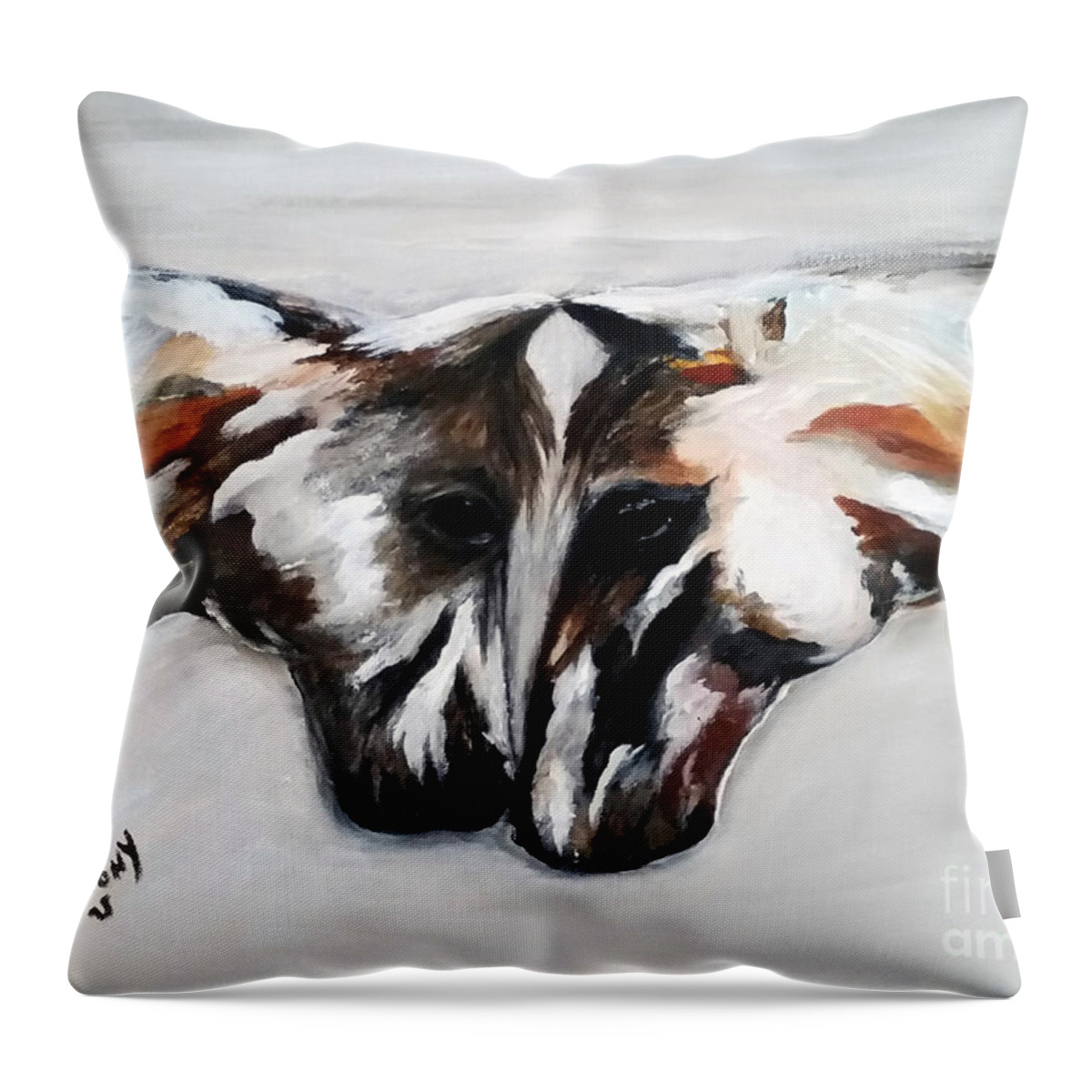 Father Throw Pillow featuring the painting Father and Daughter - Find all the Animals Inside by Barbie Batson
