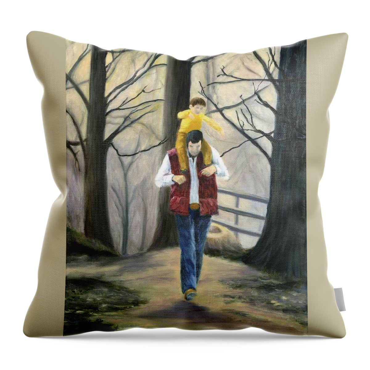 Figures Throw Pillow featuring the painting Father and Son by Deborah Butts