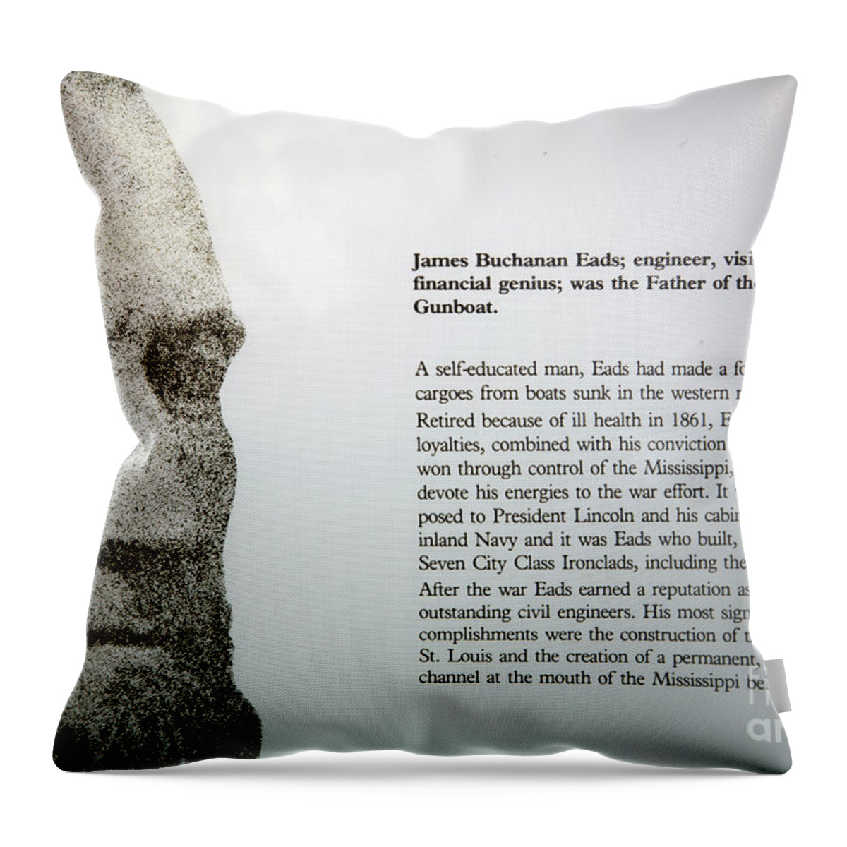 Civil War Throw Pillow featuring the photograph Father of the Ironclad River Gunboat 1892 Civil War by Chuck Kuhn