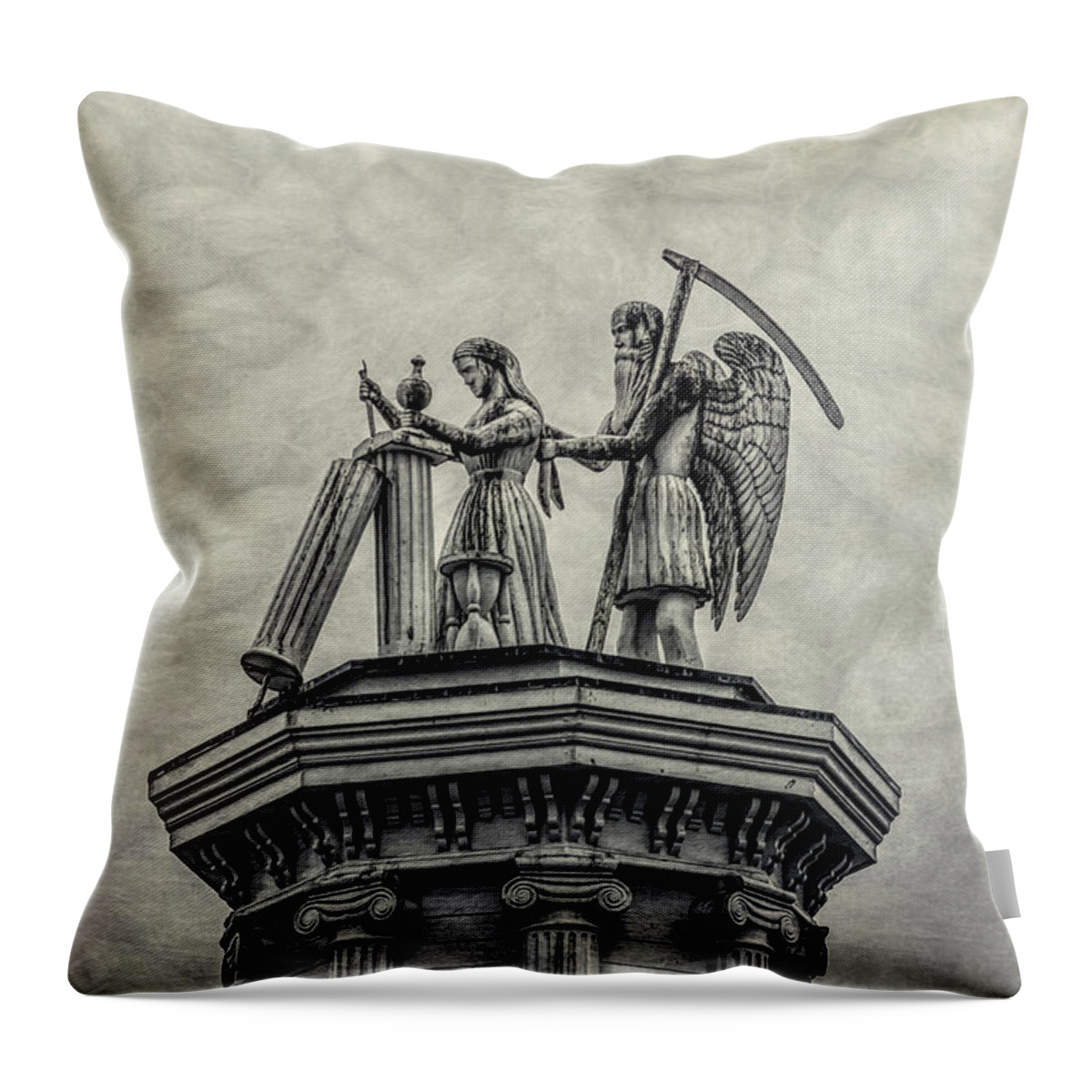 Statue Throw Pillow featuring the photograph Father Time And The Maiden by Garry Gay