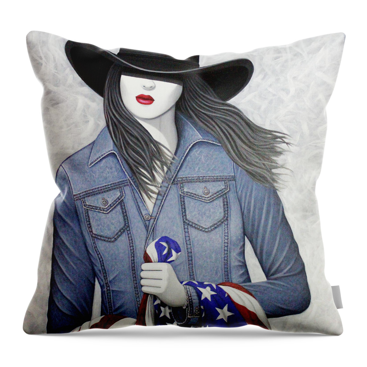 American Flag Throw Pillow featuring the painting Fathers Flag by Lance Headlee