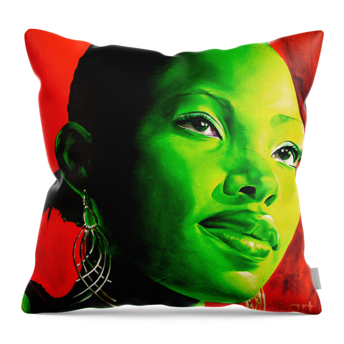 Portraiture Throw Pillow featuring the painting Fatima by Laura Pierre-Louis