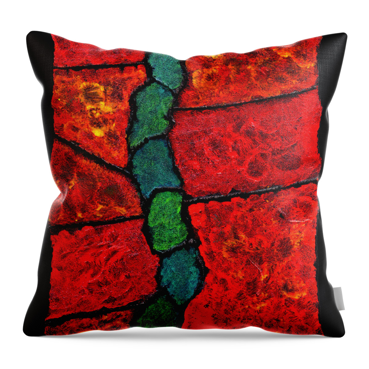 Abstract Throw Pillow featuring the painting Faux Tile Painting One by Wayne Potrafka
