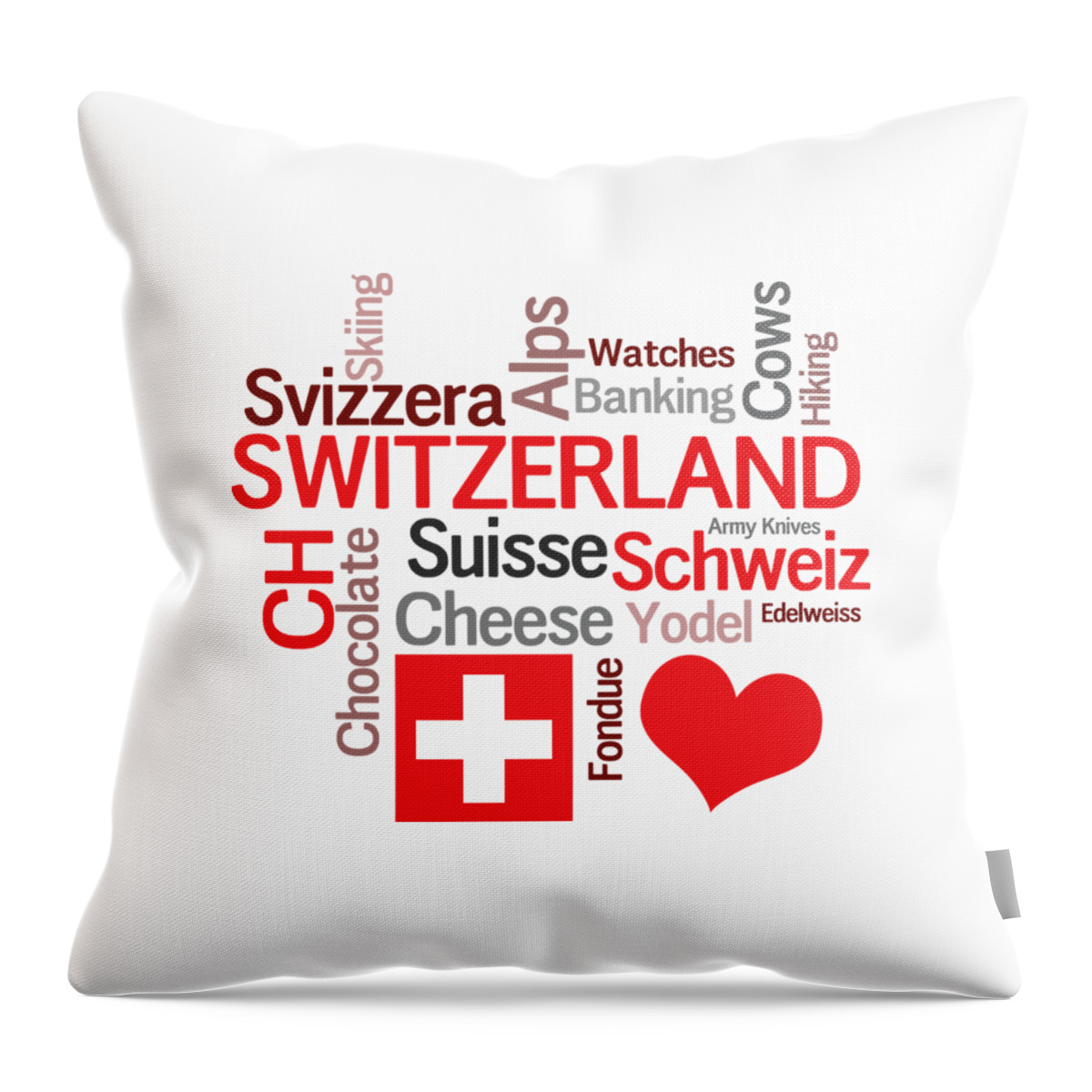 Swiss Throw Pillow featuring the digital art Favorite Swiss Things by Antique Images 