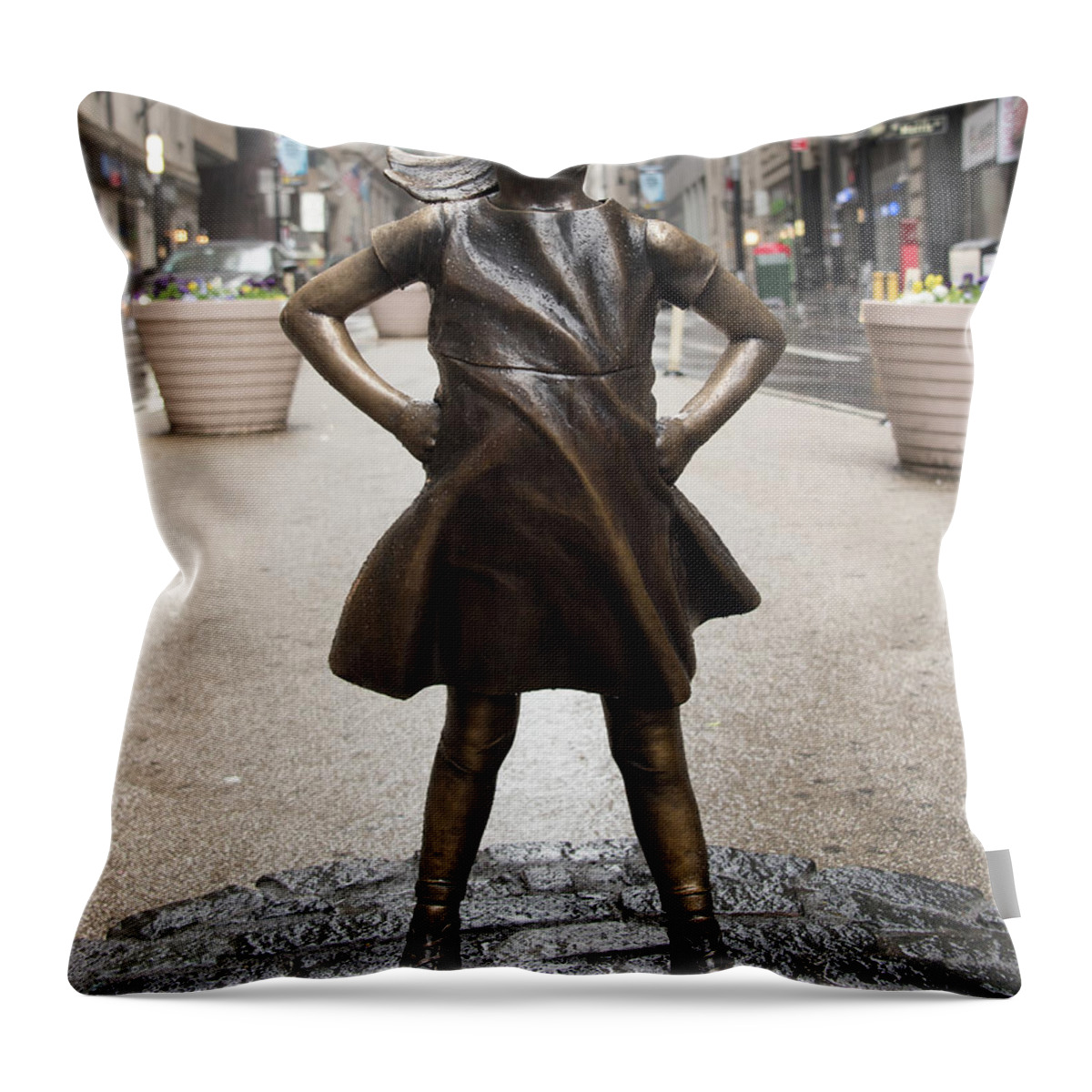 Fearless Girl Throw Pillow featuring the photograph Fearless Girl 2 by Rand Ningali