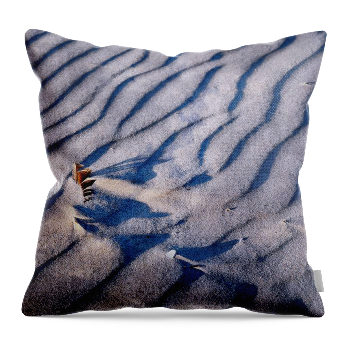 Sand Patterns Throw Pillow featuring the photograph Feather in Sand by Michelle Calkins