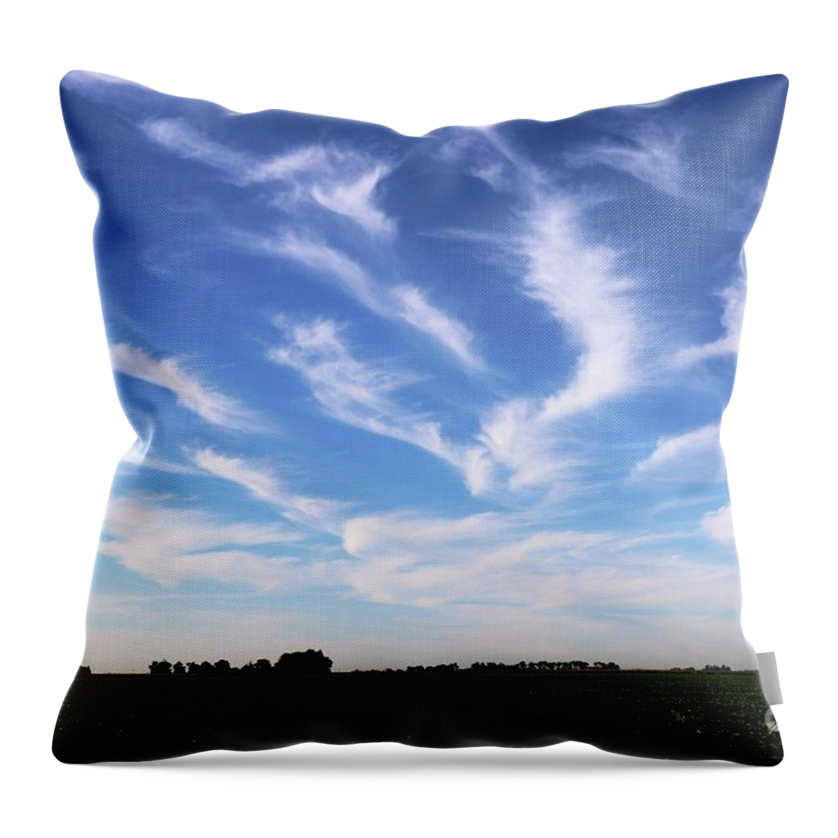 Clouds Throw Pillow featuring the photograph Feathers in Blue Sky by Yumi Johnson