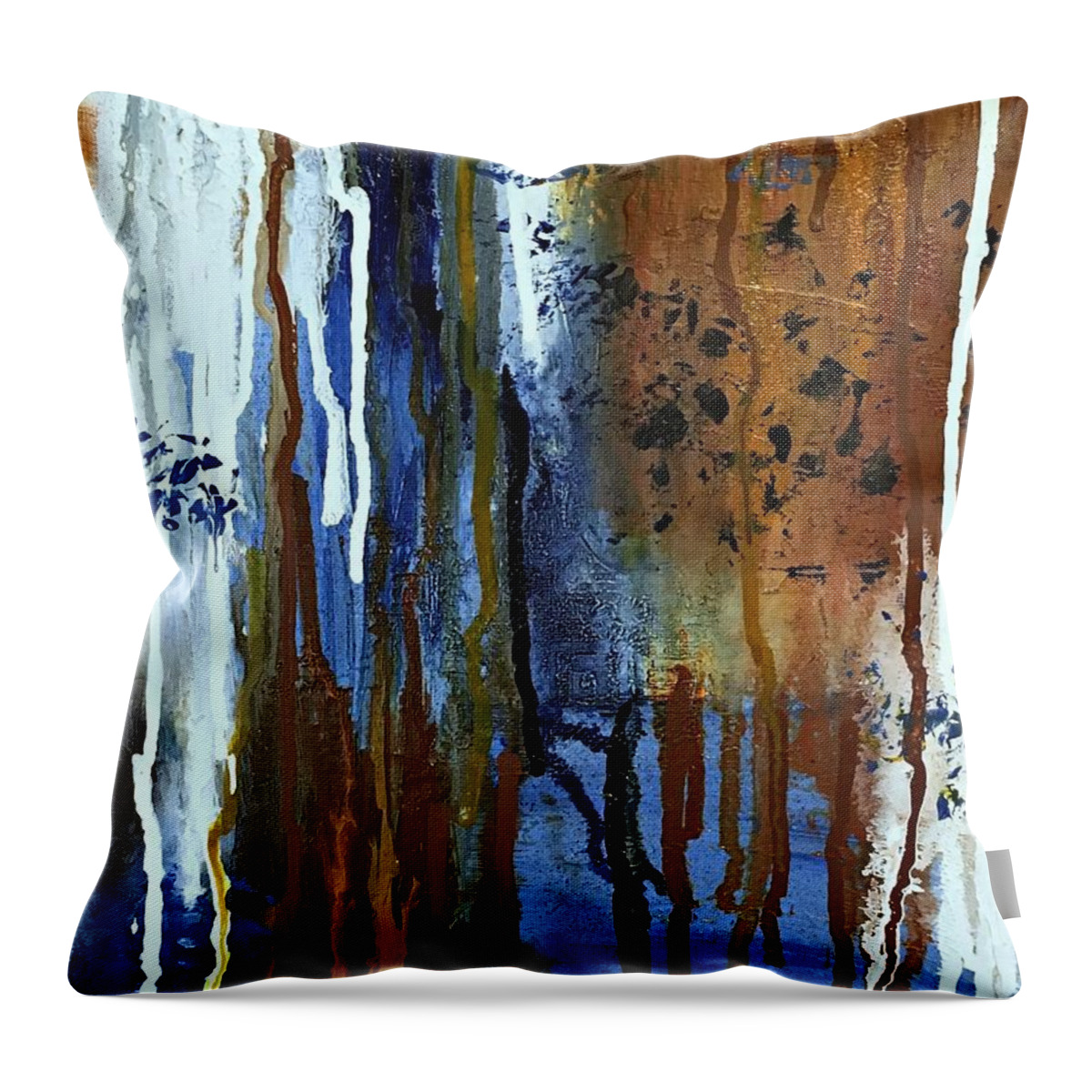 Abstract Throw Pillow featuring the painting February Rain by Mary Mirabal