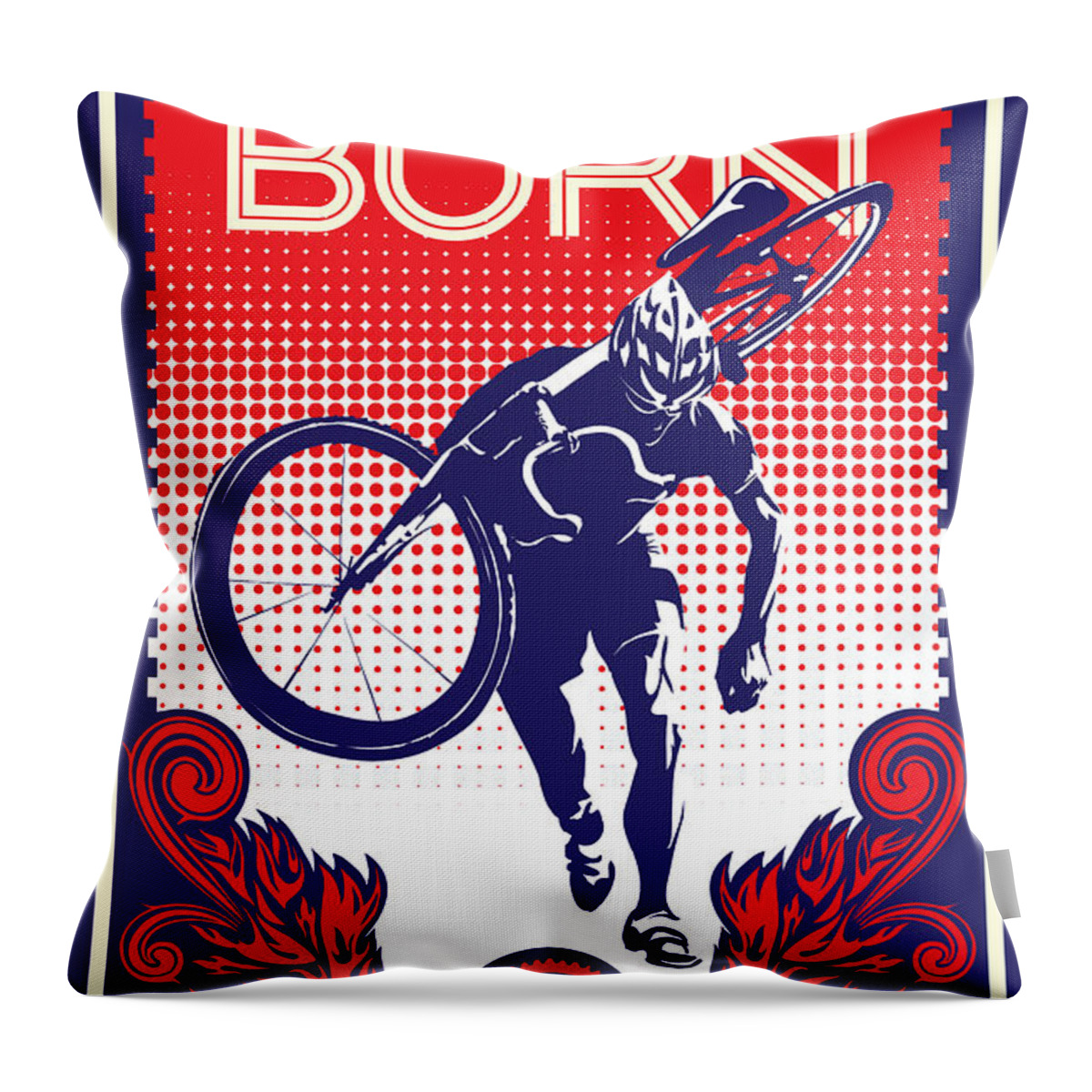 Cyclocross Art Throw Pillow featuring the painting Feel the Burn by Sassan Filsoof