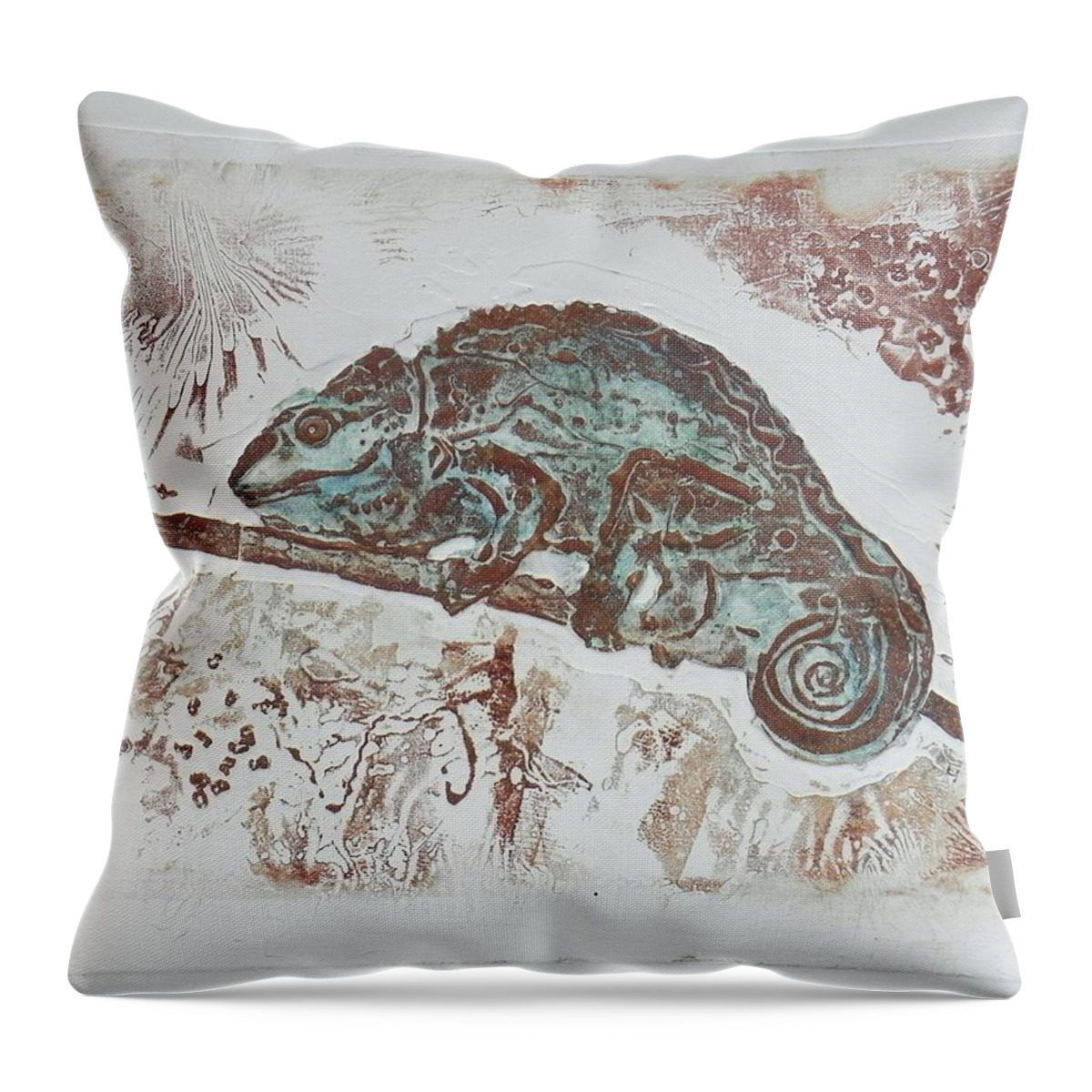 Mood Throw Pillow featuring the painting Feeling green by Ilona Petzer