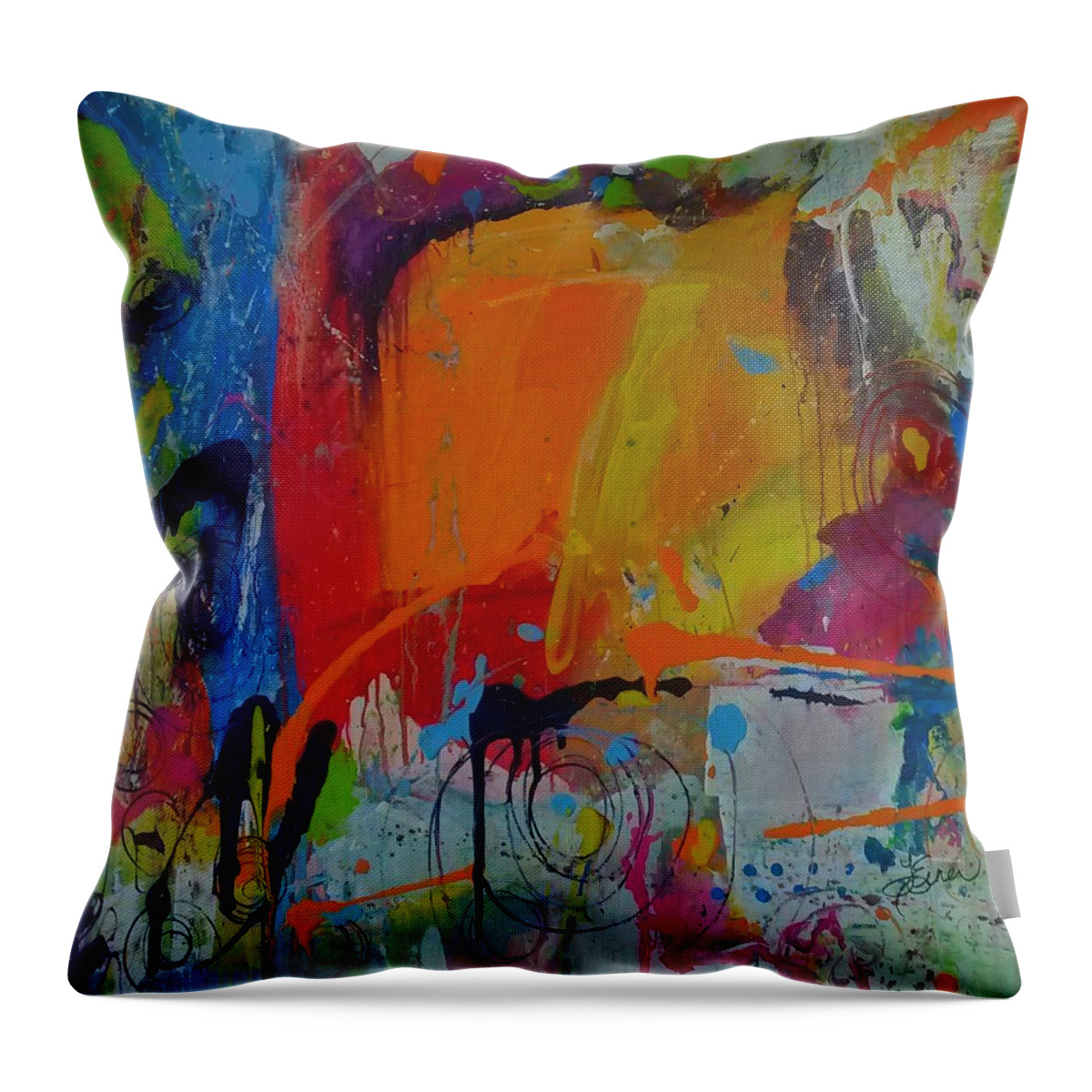Emotions Throw Pillow featuring the painting Feeling Melancholy by Terri Einer