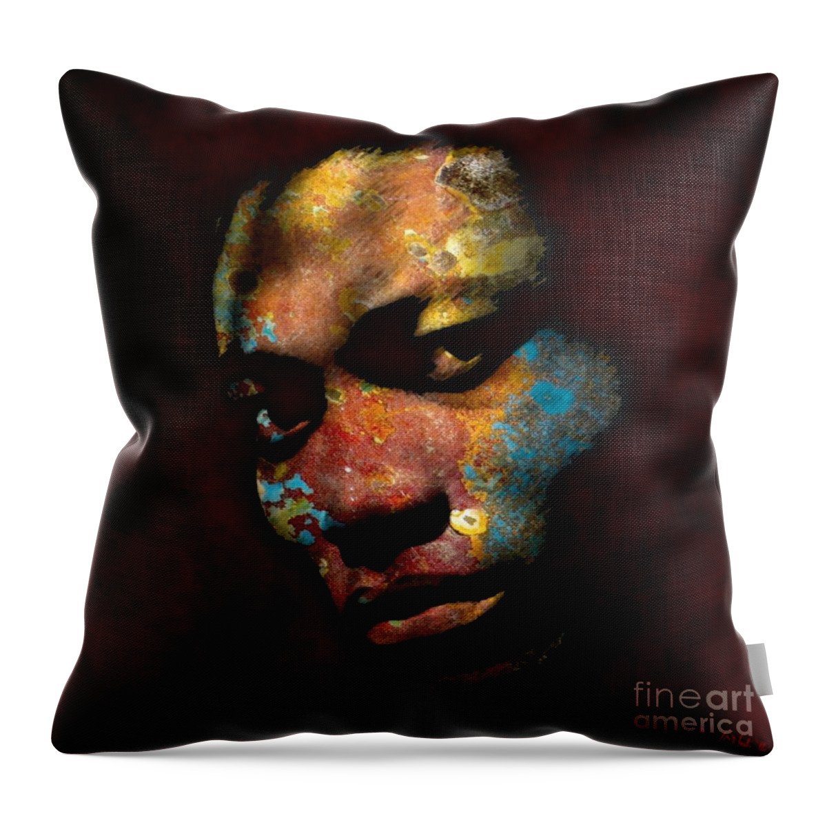 Faces Throw Pillow featuring the digital art Benjamin Clementine by Walter Neal