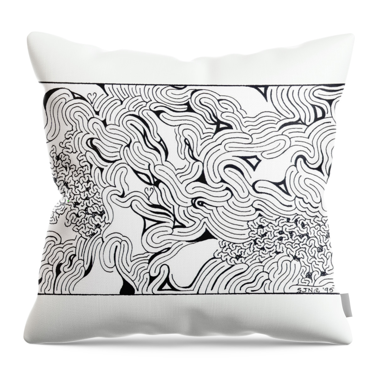 Mazes Throw Pillow featuring the drawing Felicity by Steven Natanson