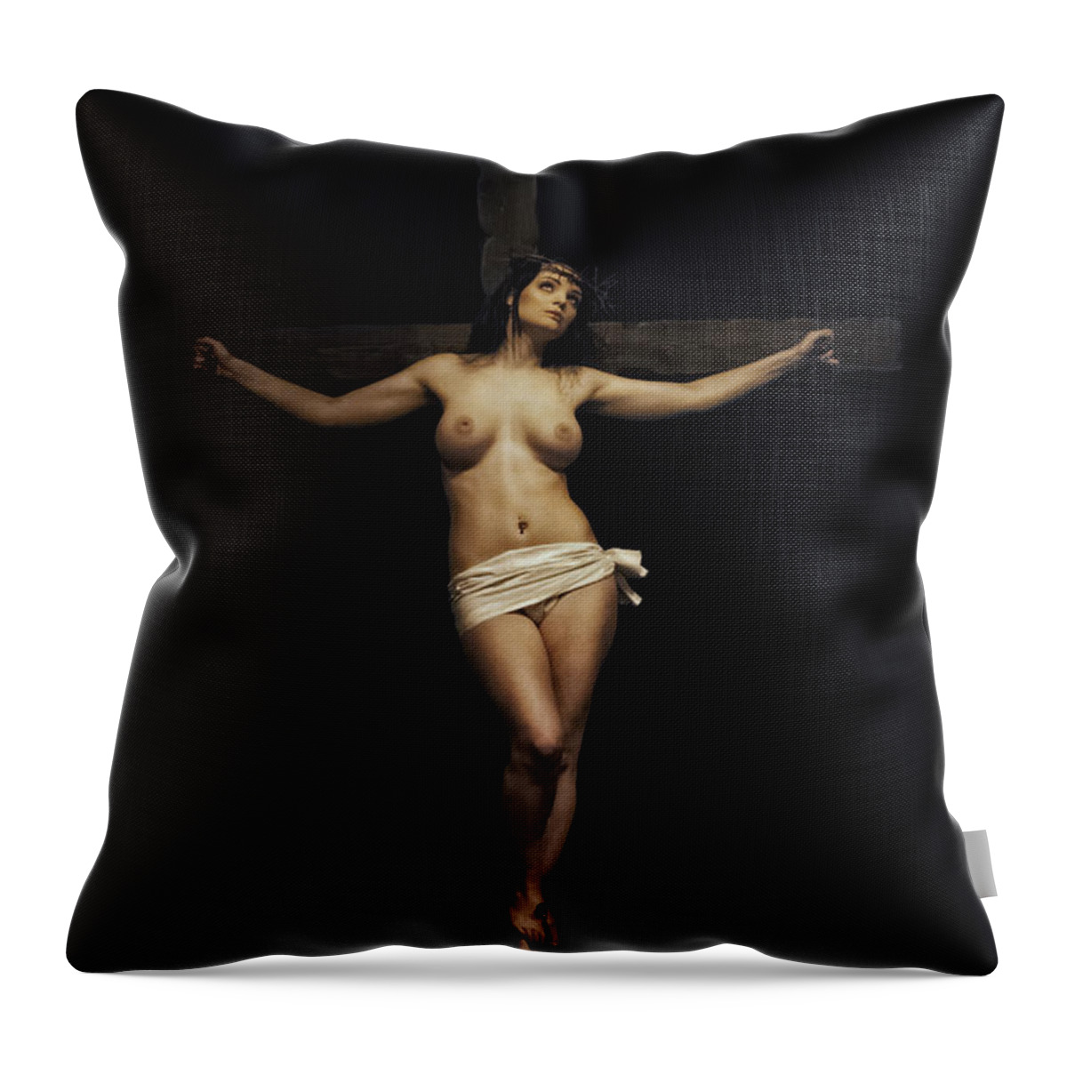 Woman Throw Pillow featuring the photograph Female Jesus by Ramon Martinez