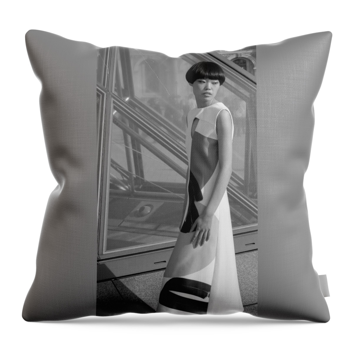 Street Photography Throw Pillow featuring the photograph Female Model by Matthew Bamberg
