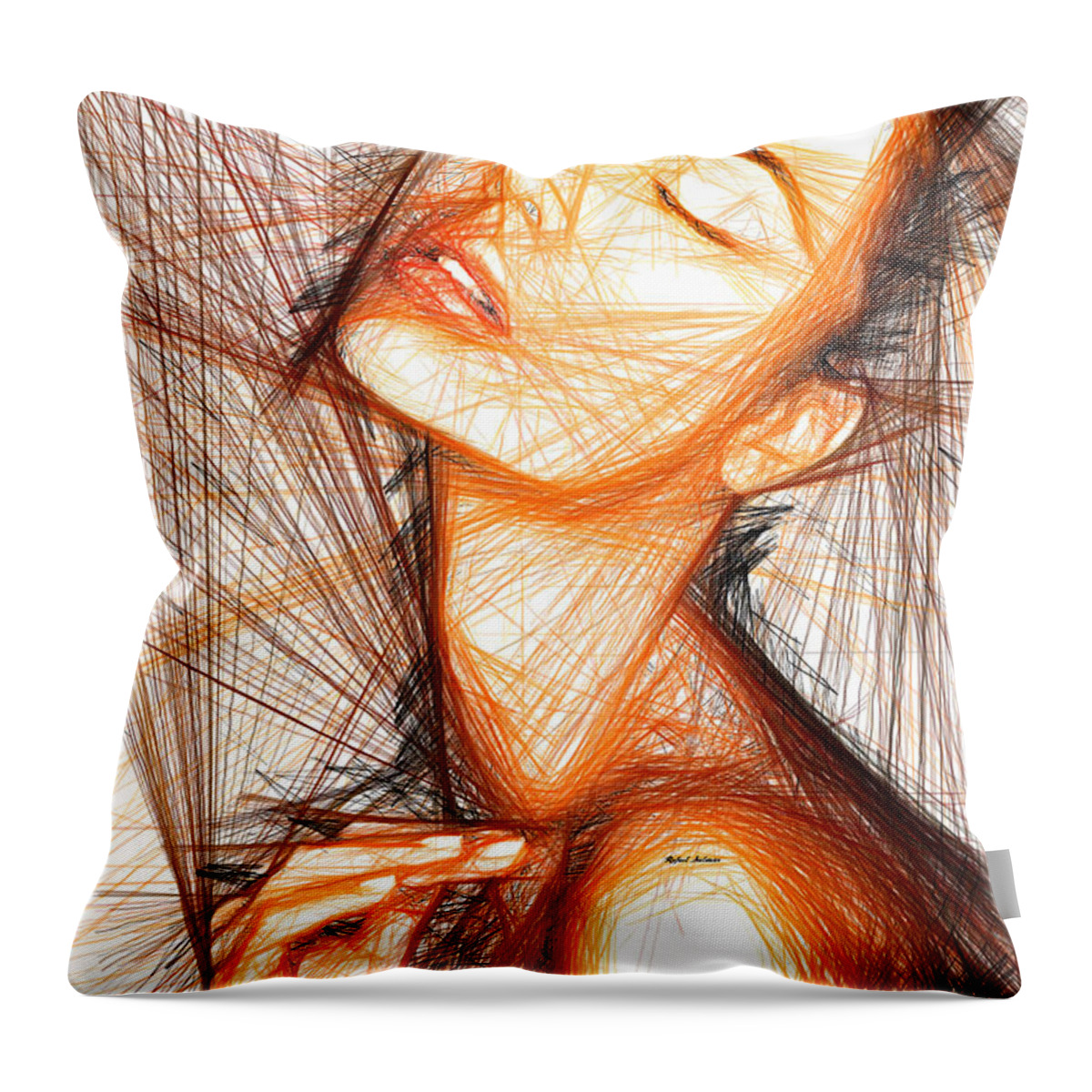 Rafael Salazar Throw Pillow featuring the digital art Female Portrait by Rafael Salazar