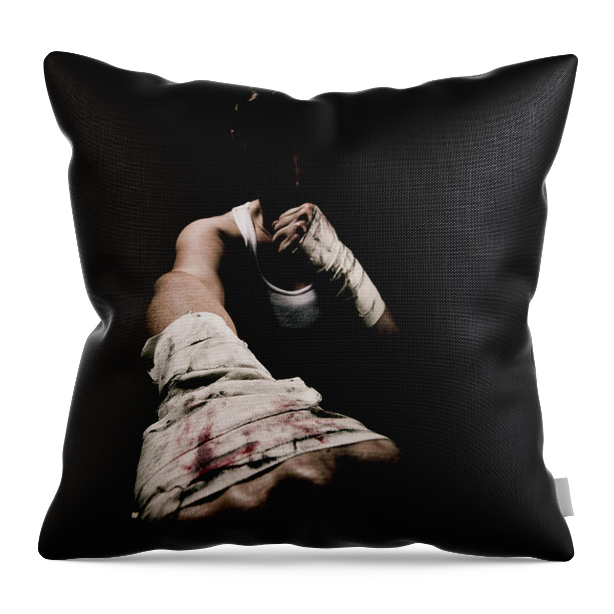 Boxing Throw Pillow featuring the photograph Female Toughness by Scott Sawyer