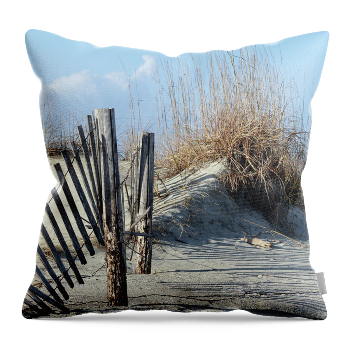 Tybee Island Throw Pillow featuring the photograph Fence in Dunes by Darryl Brooks
