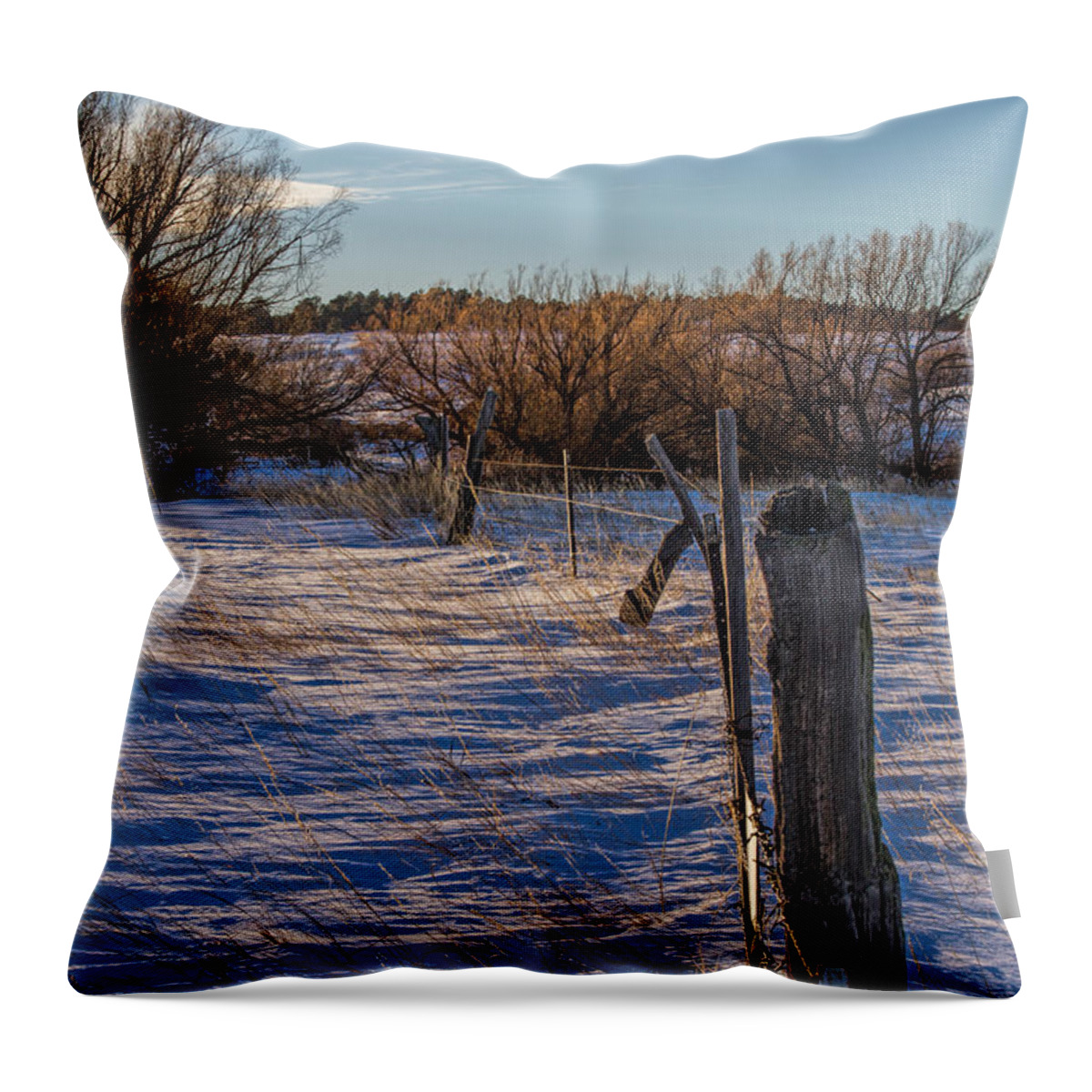 Snow Throw Pillow featuring the photograph Fence Line by Alana Thrower