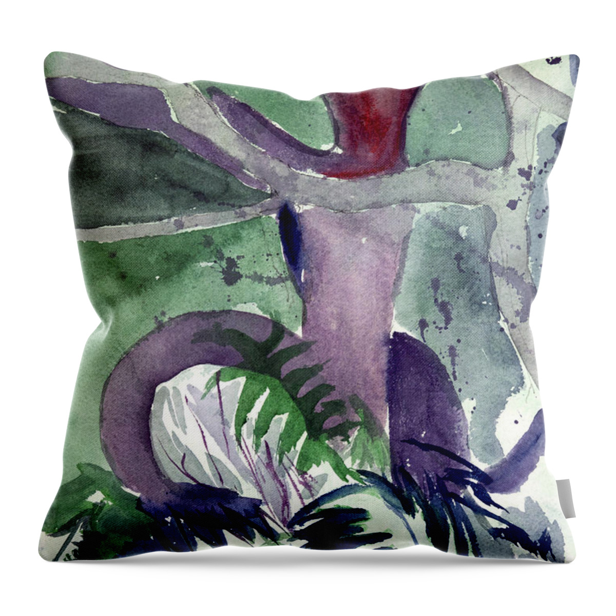  Throw Pillow featuring the painting Fern by Kathleen Barnes