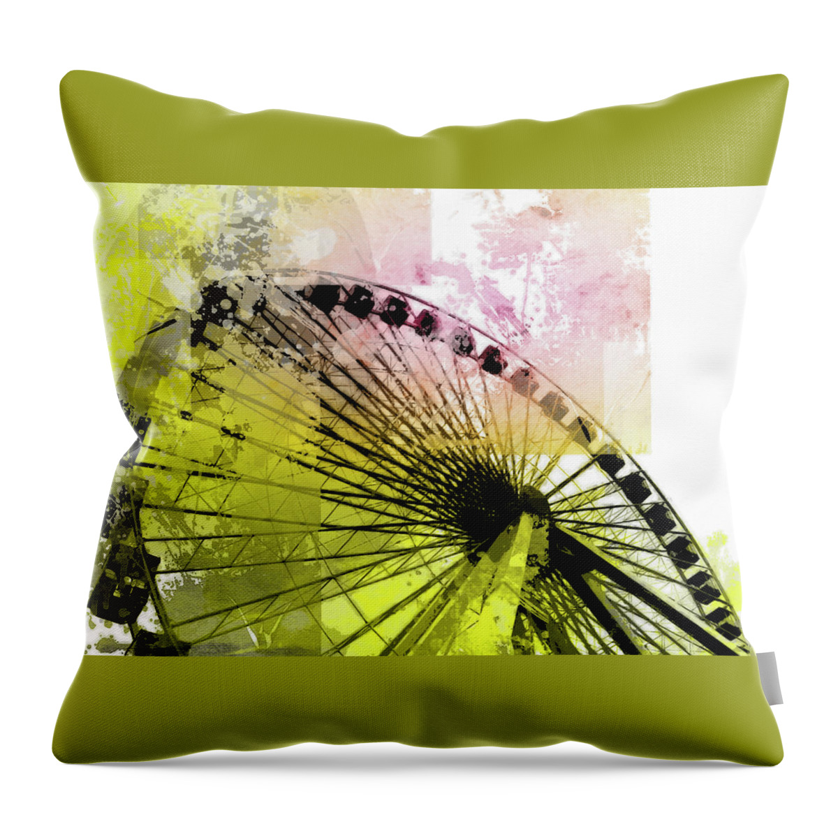 Louvre Throw Pillow featuring the mixed media Ferris 11 by Priscilla Huber
