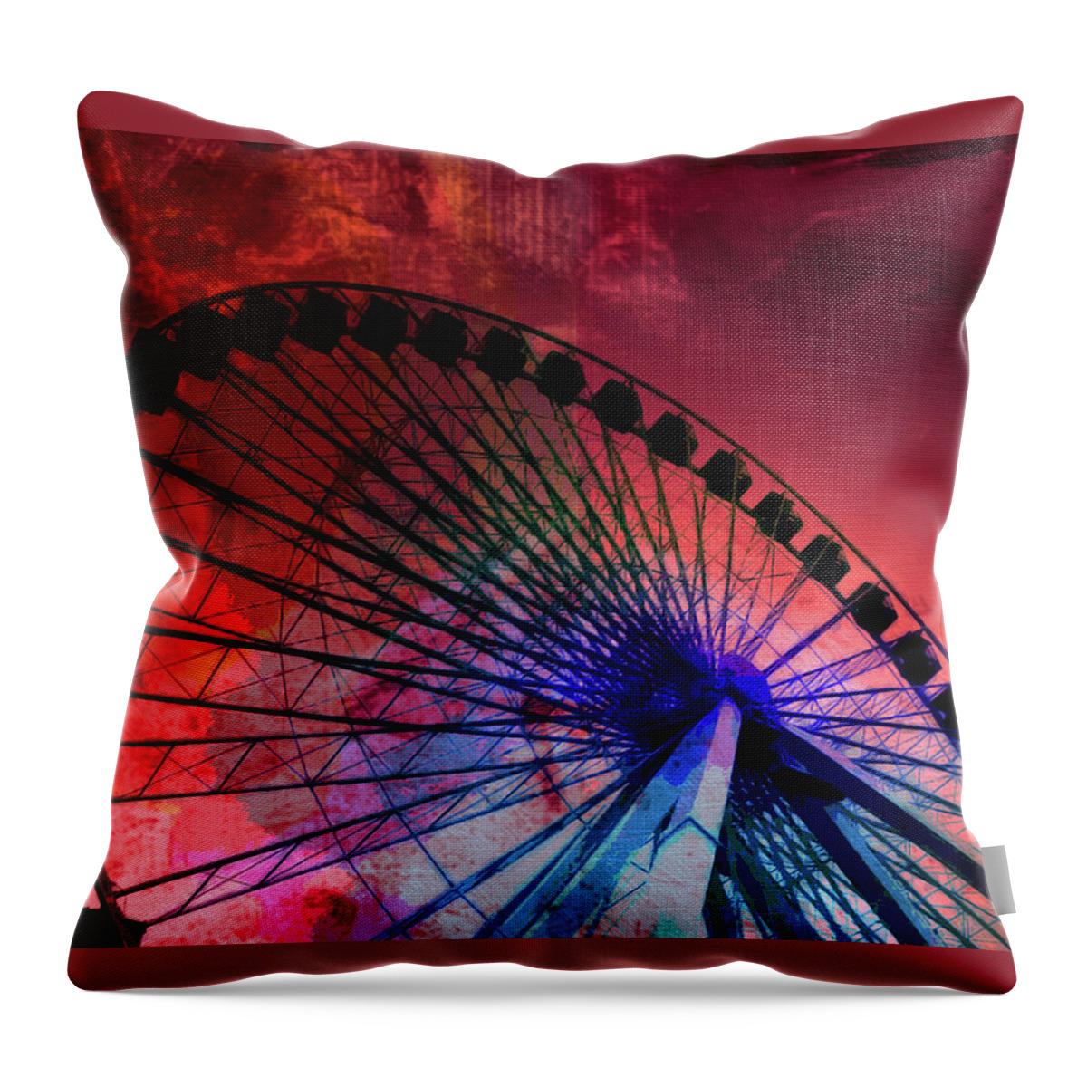 Louvre Throw Pillow featuring the mixed media Ferris 8 by Priscilla Huber