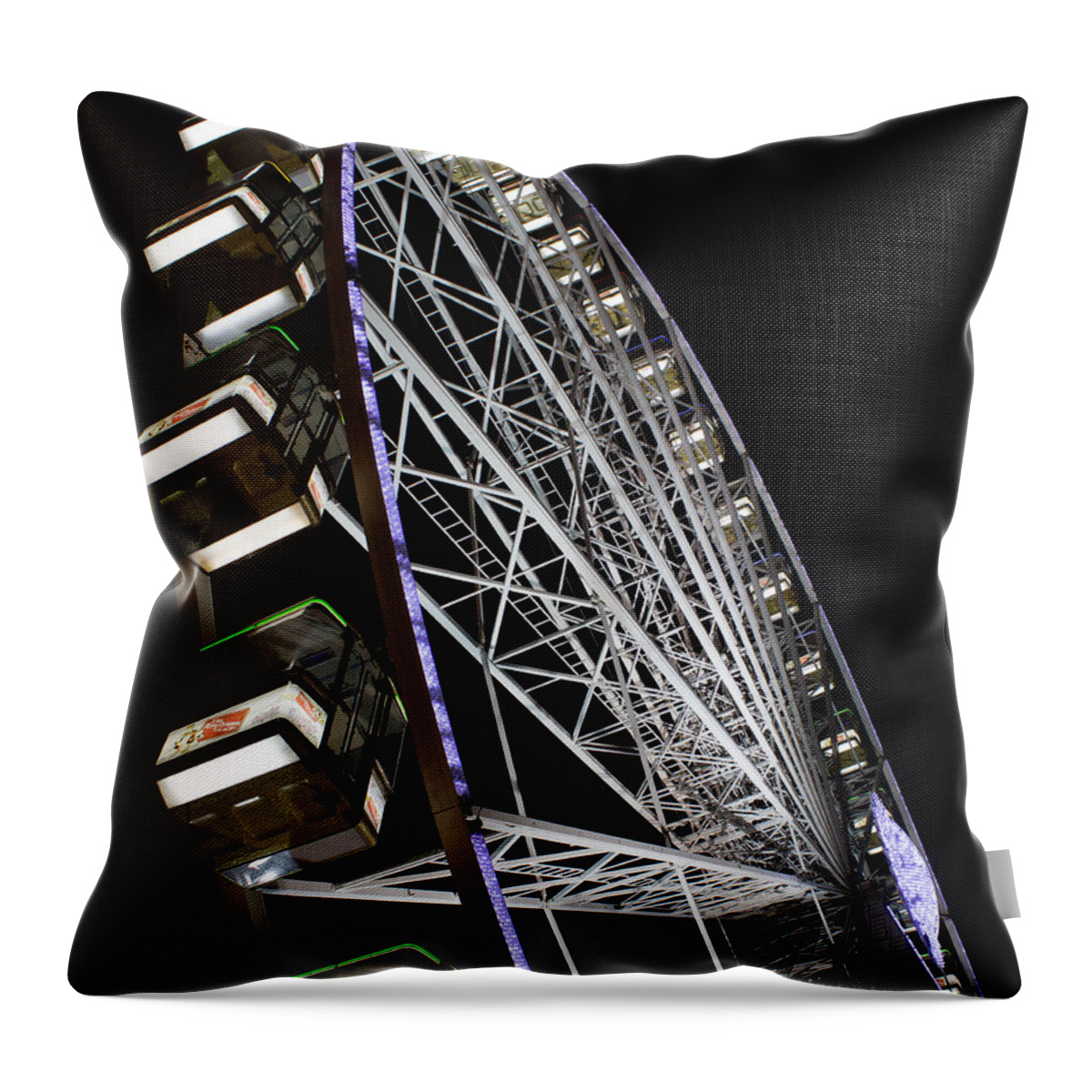 December Throw Pillow featuring the photograph Ferris Wheel at Night 16x20 by Leah Palmer