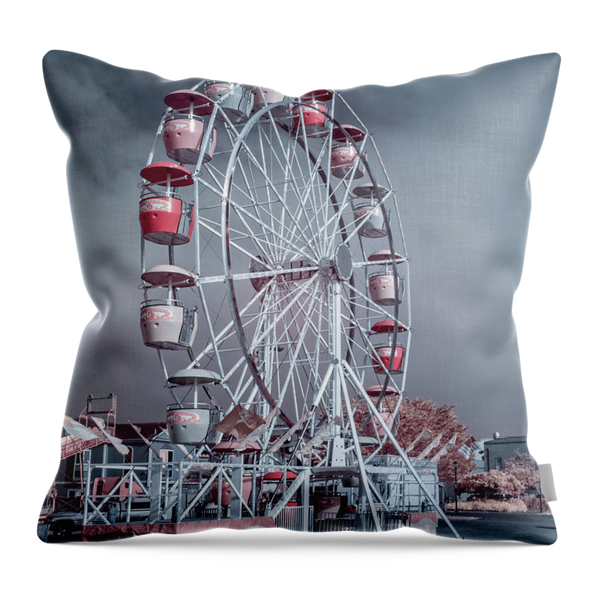 Ferris Wheel Throw Pillow featuring the photograph Ferris Wheel in Morning by Greg Nyquist