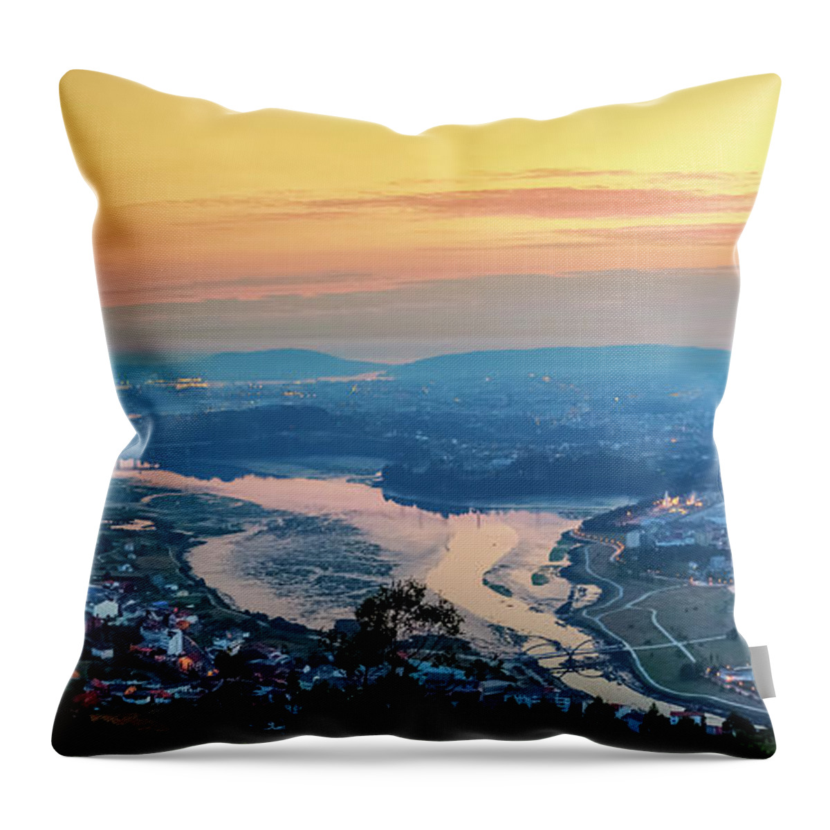 Ancos Throw Pillow featuring the photograph Ferrol's Ria Panorama from Mount Ancos Galicia Spain by Pablo Avanzini