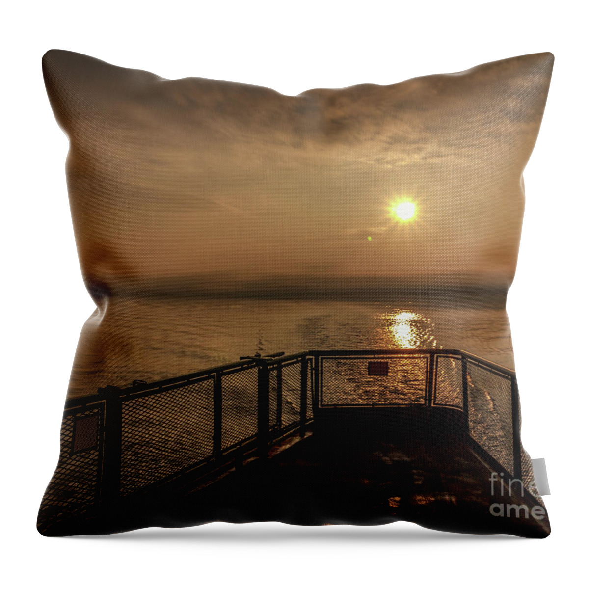 Sunrise Throw Pillow featuring the photograph Ferry Boat Sunrise by Rod Best