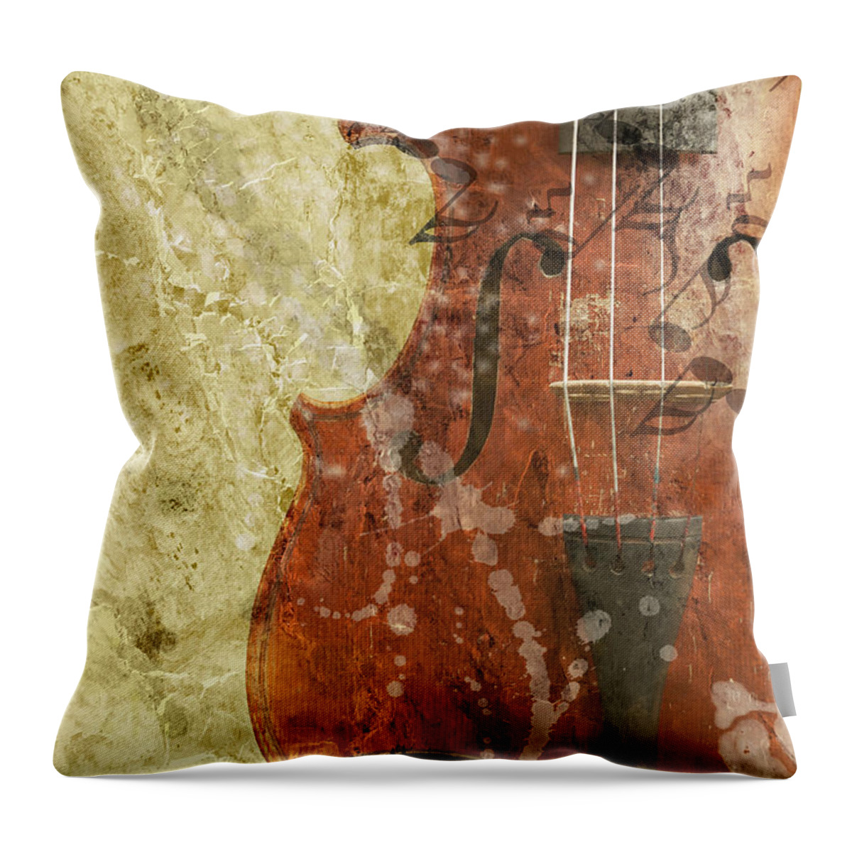 Concepts Throw Pillow featuring the digital art Fiddle In Grunge Style by Michal Boubin