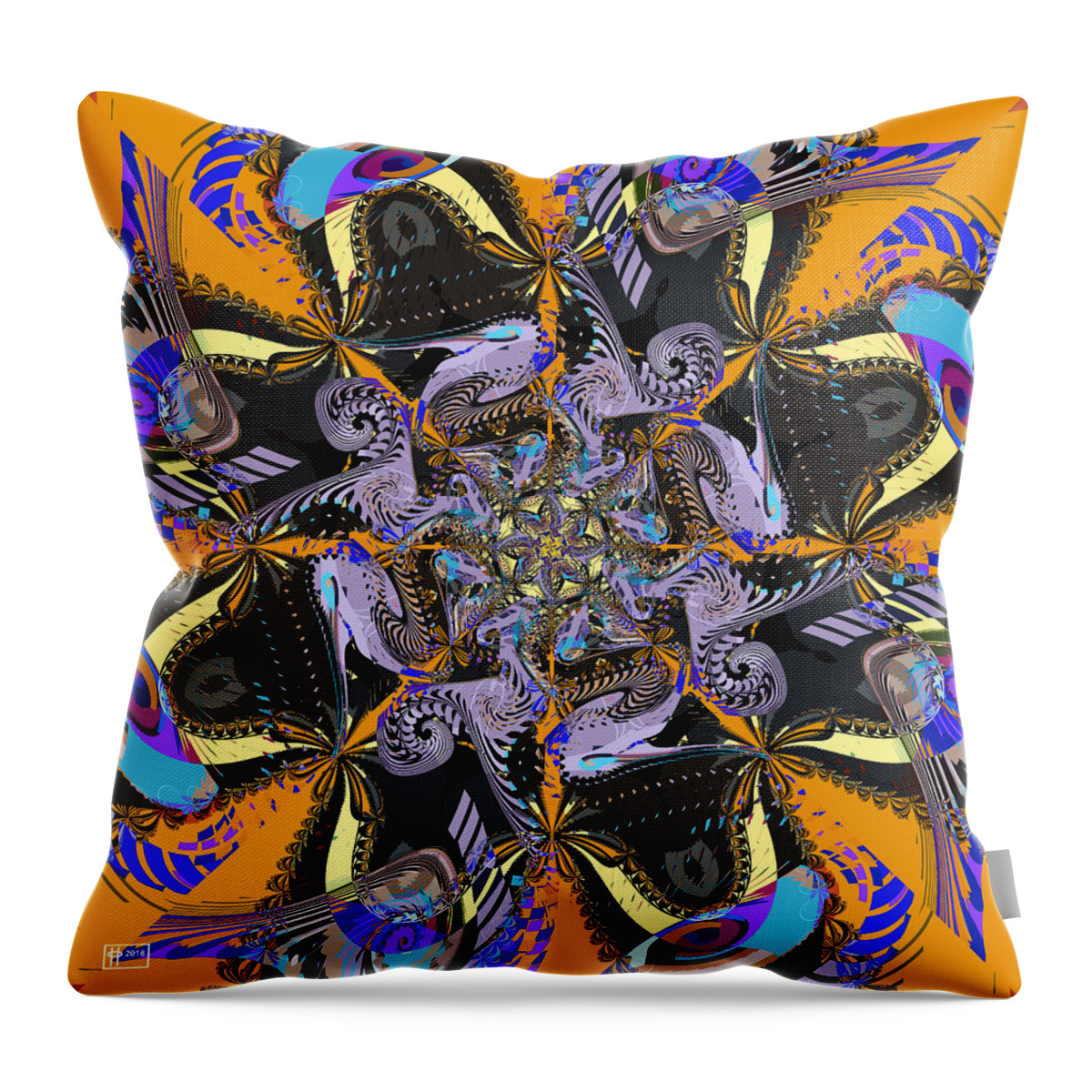 Abstract Throw Pillow featuring the digital art Fidget Fiddler by Jim Pavelle