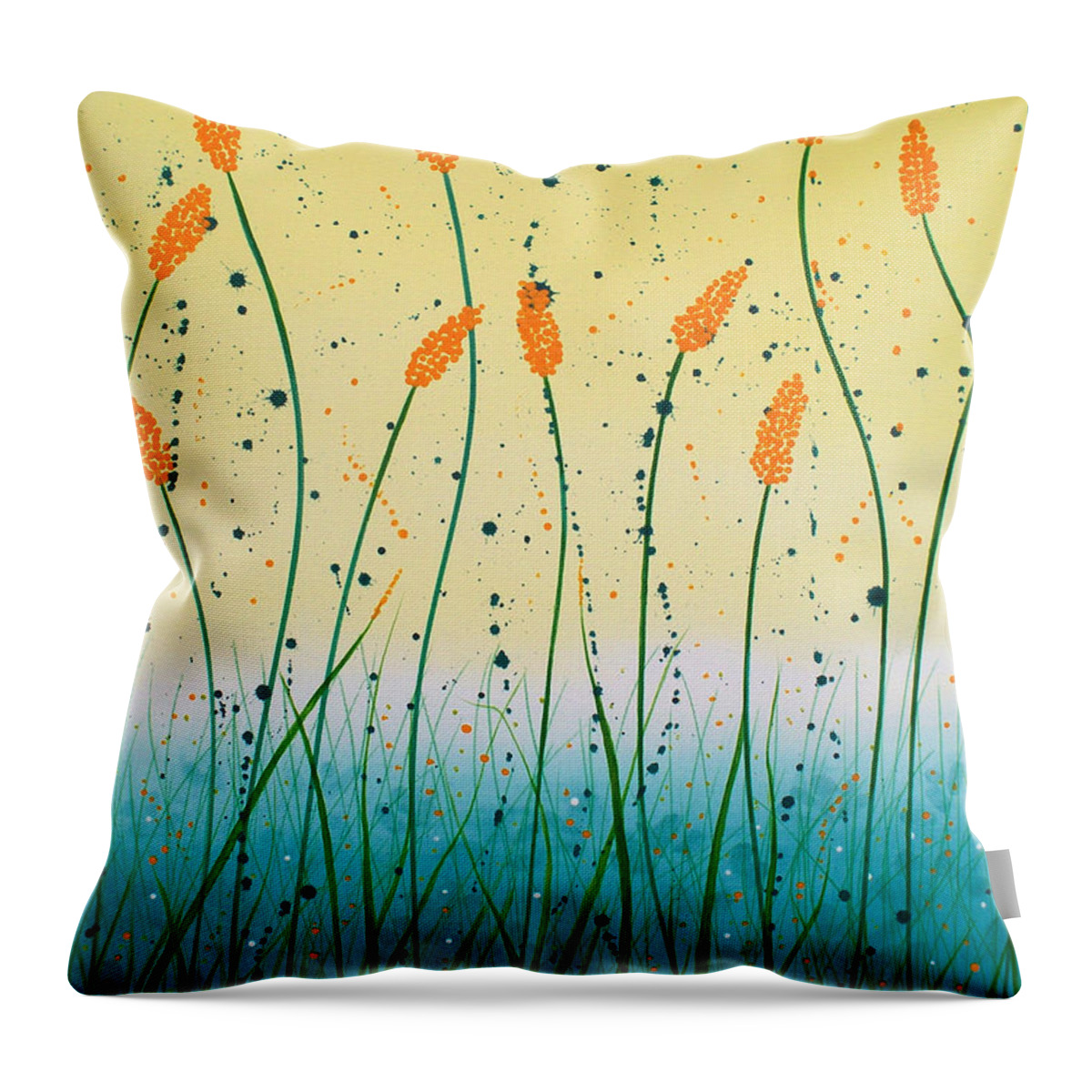 Abstract Throw Pillow featuring the painting Field Flowers by Herb Dickinson