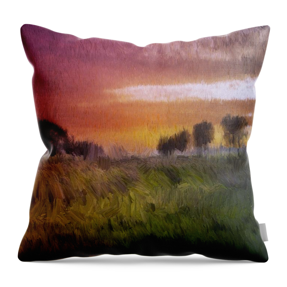 Field Throw Pillow featuring the painting Fields of Green by Mark Taylor