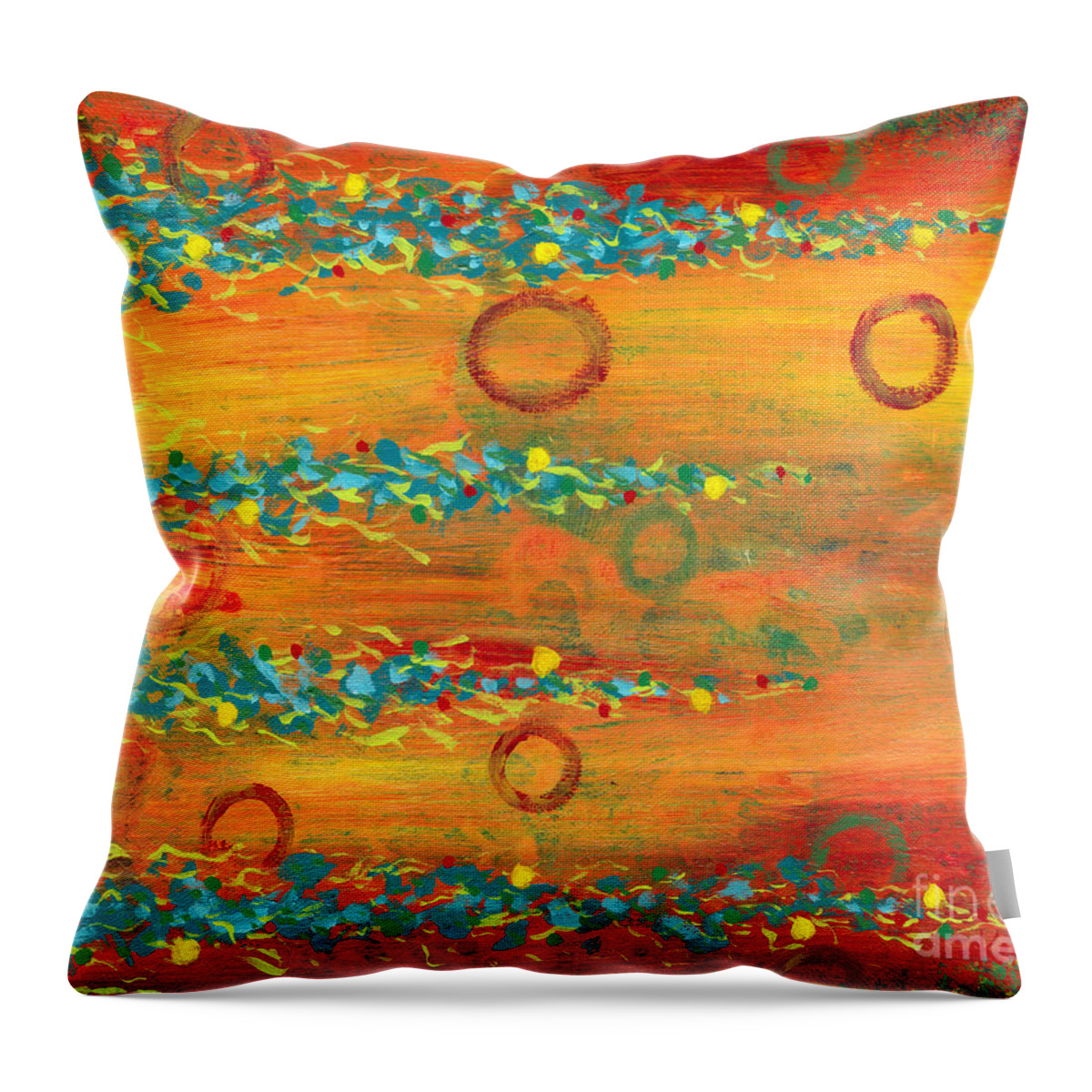 Artoffoxvox Throw Pillow featuring the painting Fiesta Painting by Kristen Fox
