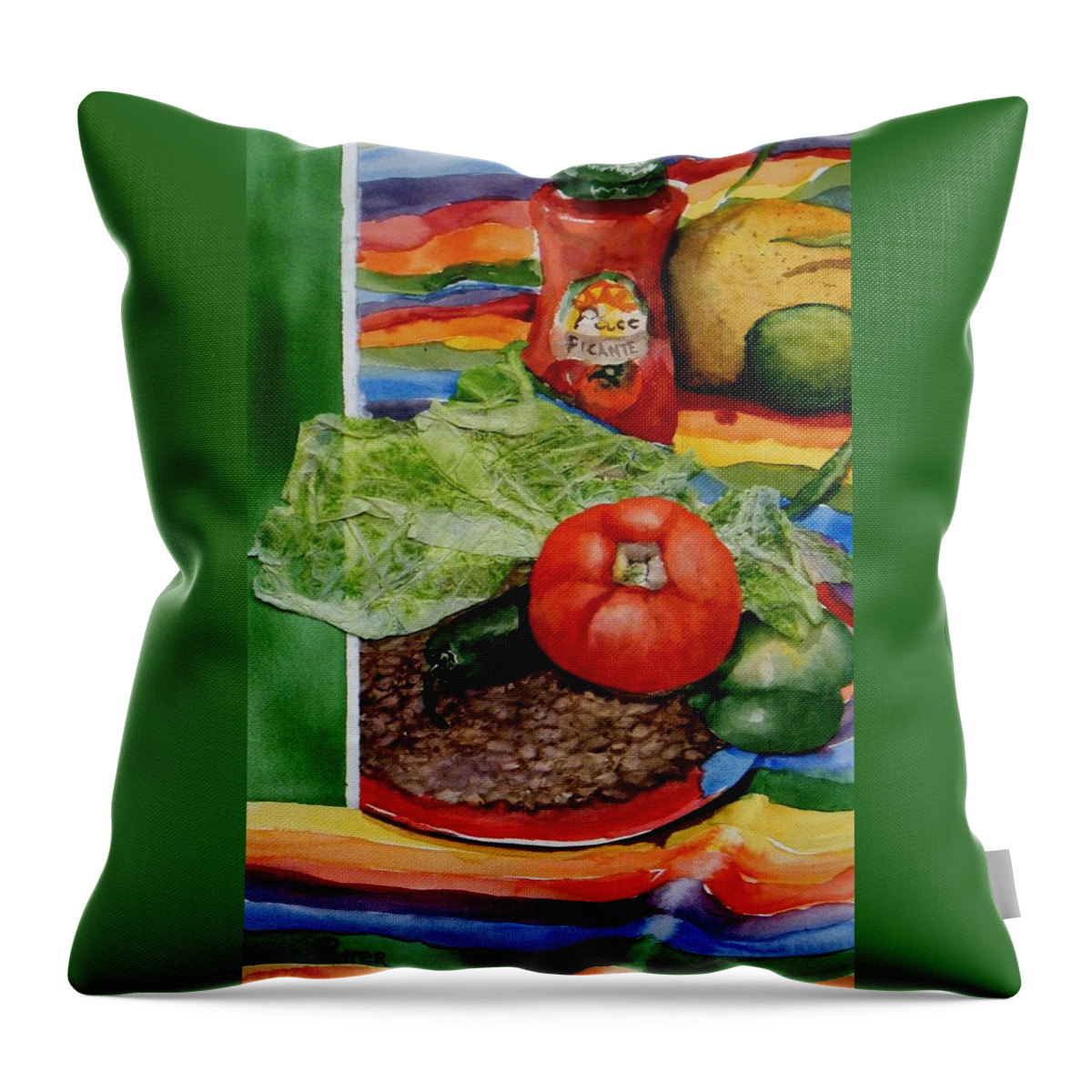 Bright Throw Pillow featuring the painting Fiesta by Virginia Potter