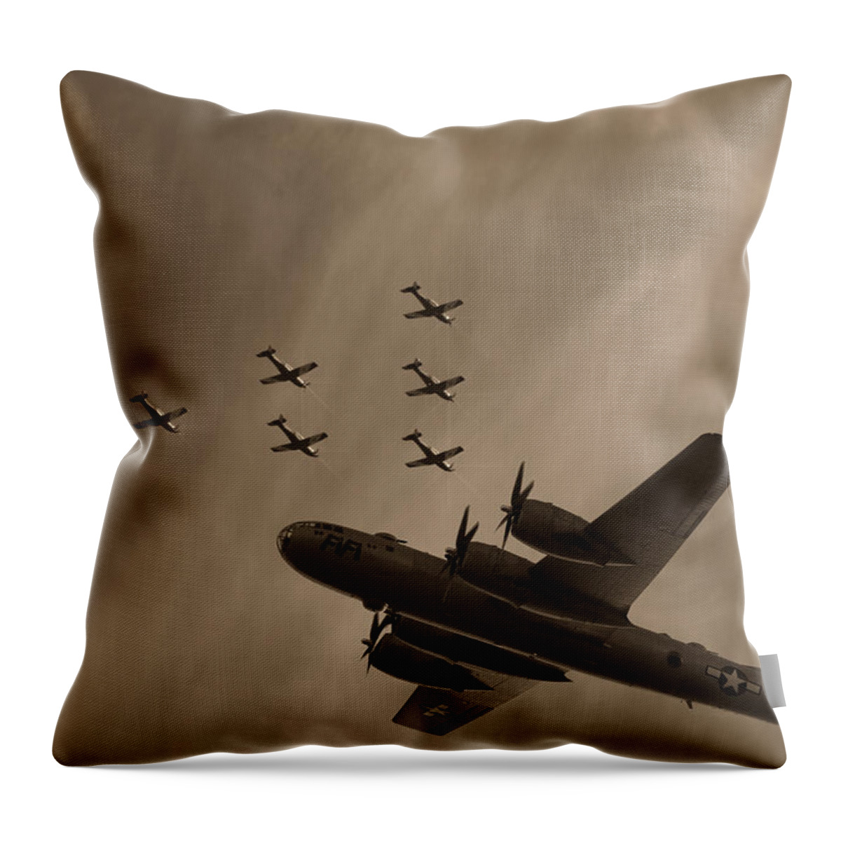 B29 Bomber Throw Pillow featuring the photograph Fifi has Company by Douglas Barnard