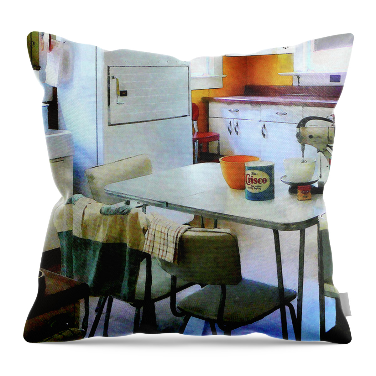 Fifties Kitchen Throw Pillow featuring the photograph Fifties Kitchen by Susan Savad