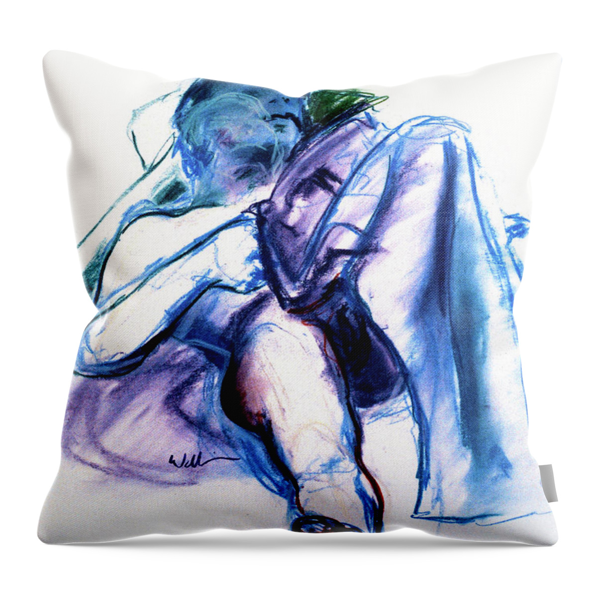 A Set Of Figure Studies Throw Pillow featuring the drawing Figure Study Eleven by Scott Wallin