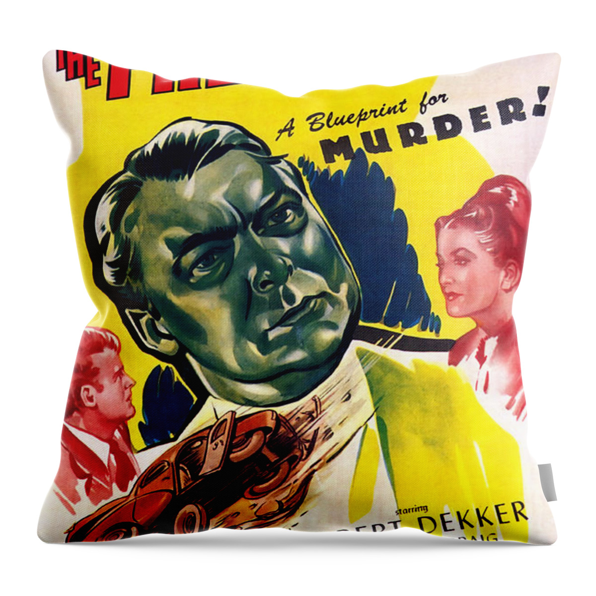 Film Noir Poster The Pretender Throw Pillow featuring the painting Film Noir Poster The Pretender by Vintage Collectables