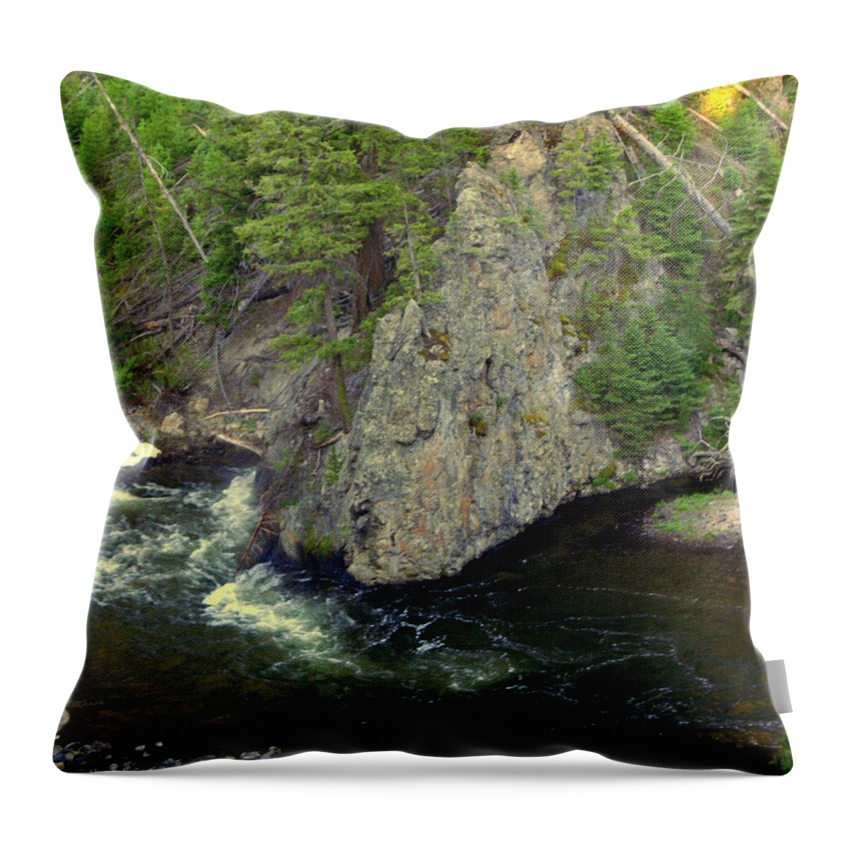 Firehole River Throw Pillow featuring the photograph Fin on the Firehole by Marty Koch