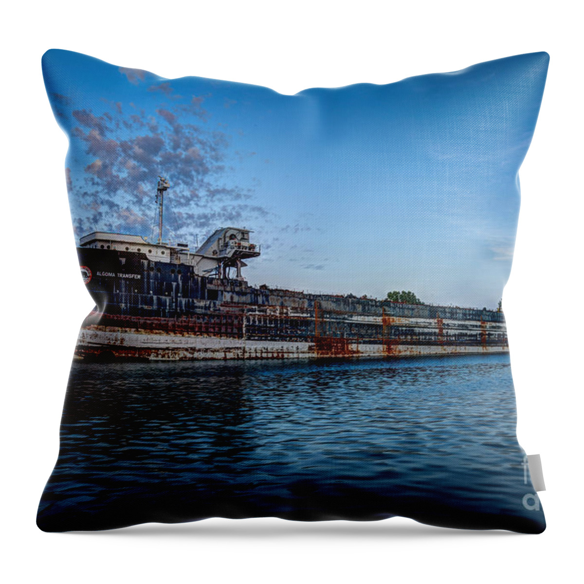 Abandoned Throw Pillow featuring the photograph Final Mooring for the Algoma Transfer by Roger Monahan