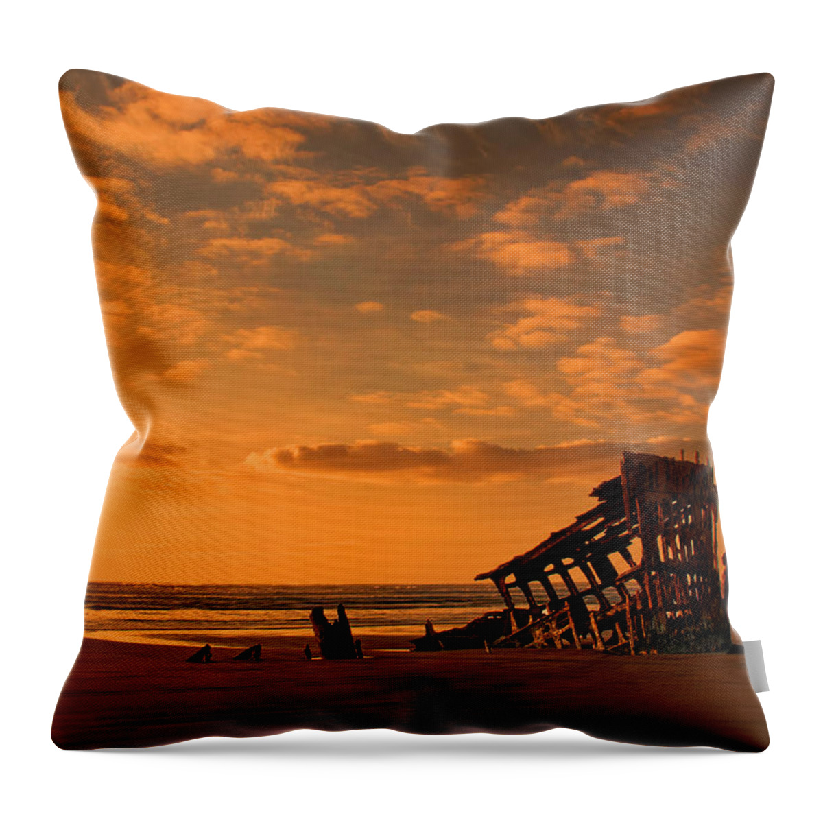 Peter Iredale Throw Pillow featuring the photograph Final Resting Place by Dan Mihai