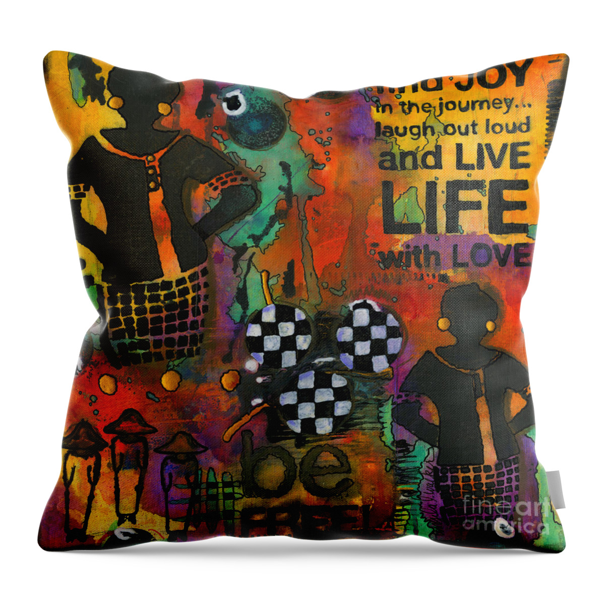 Acrylic Throw Pillow featuring the mixed media Finding JOY in My Journey by Angela L Walker