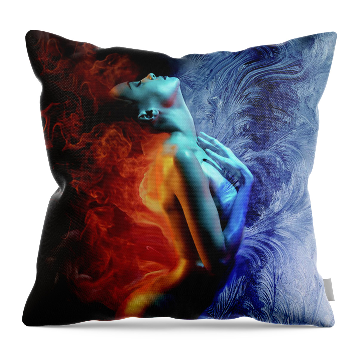 Fire And Ice Throw Pillow featuring the digital art Fire and Ice by Lilia S