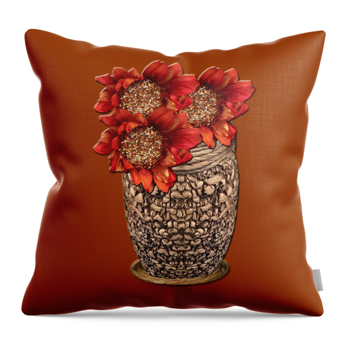 Fire Brick Throw Pillow featuring the photograph Fire Brick Flora Vase by Rockin Docks Deluxephotos