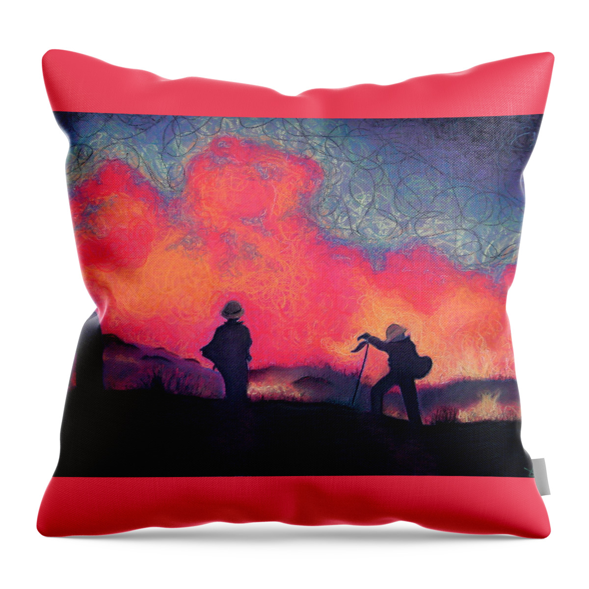 Fire Crews Throw Pillow featuring the drawing Fire Crew by Joshua Morton