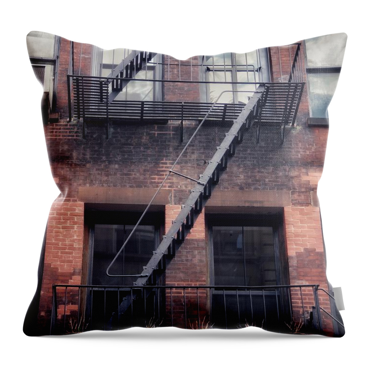Fire Escape Throw Pillow featuring the photograph Fire Escape by Diana Rajala