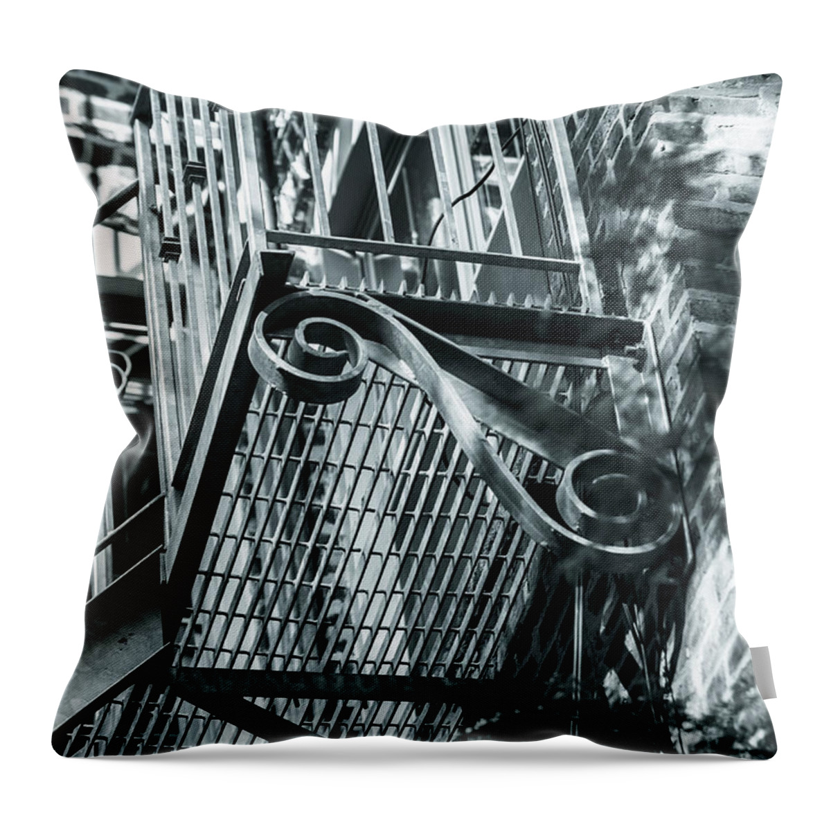 Fire Throw Pillow featuring the photograph Fire escape stairs 4 by Jason Hughes