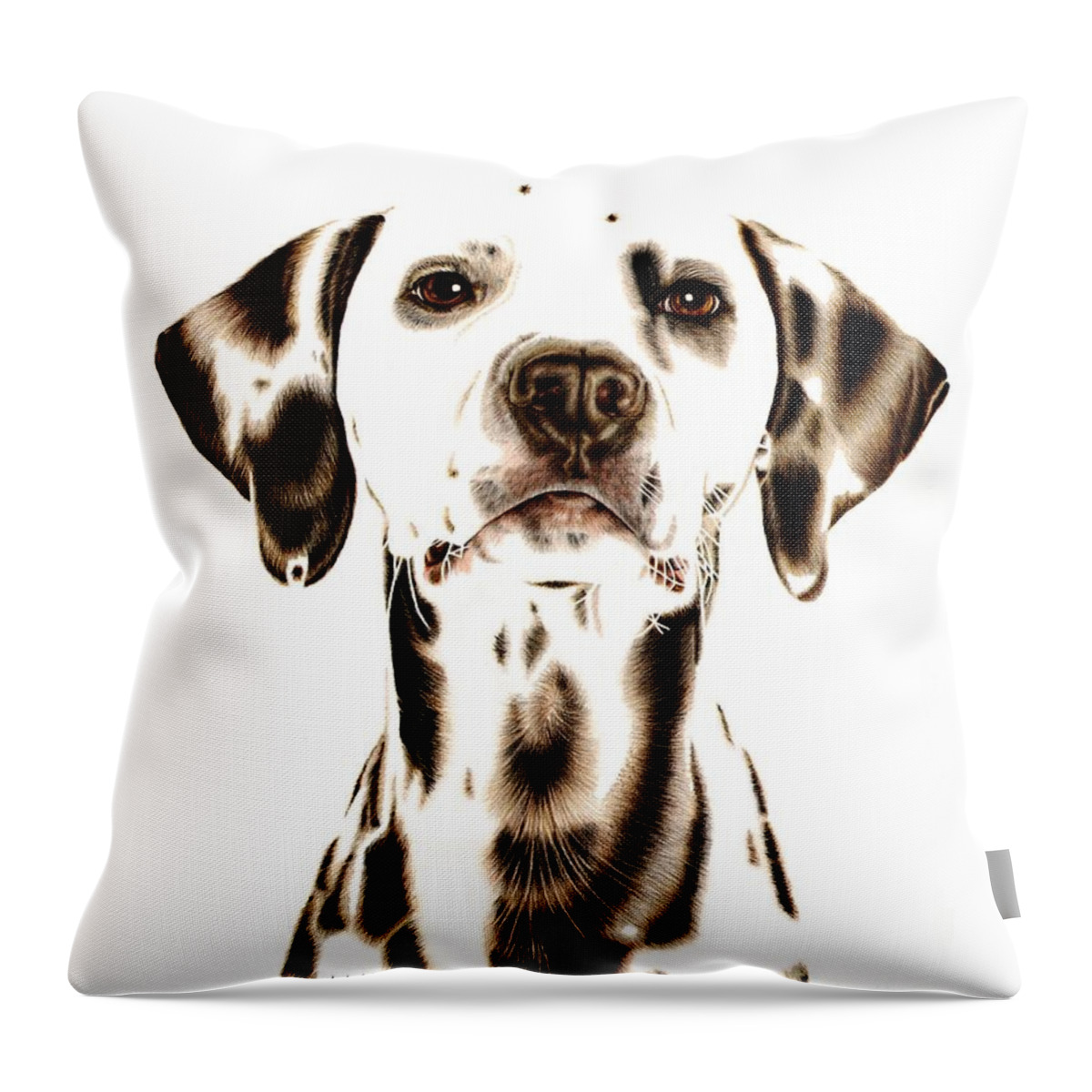 Portraits Throw Pillow featuring the drawing Fire Fighter's Best Friend by Sheryl Unwin